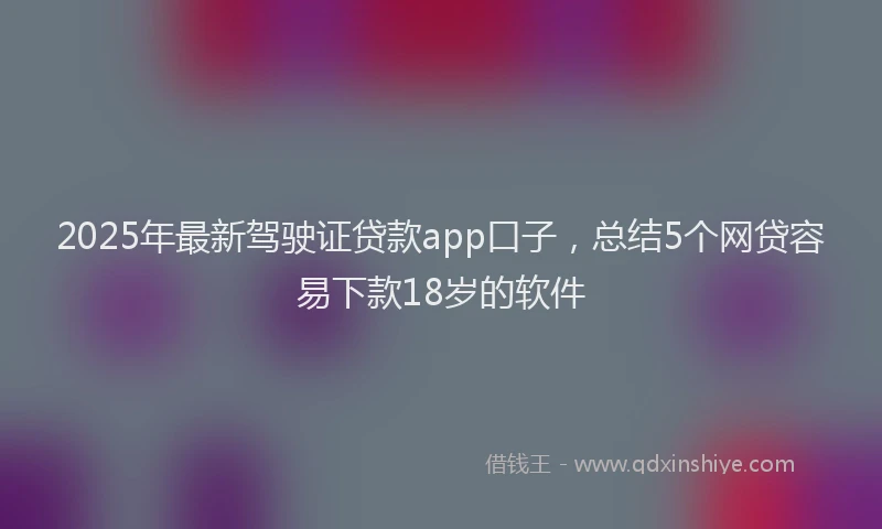 2025年最新驾驶证贷款app口子，总结5个网贷容易下款18岁的软件