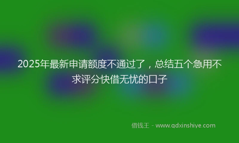 2025年最新申请额度不通过了，总结五个急用不求评分快借无忧的口子