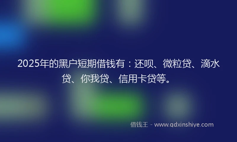2025年的黑户短期借钱有：还呗、微粒贷、滴水贷、你我贷、信用卡贷等。