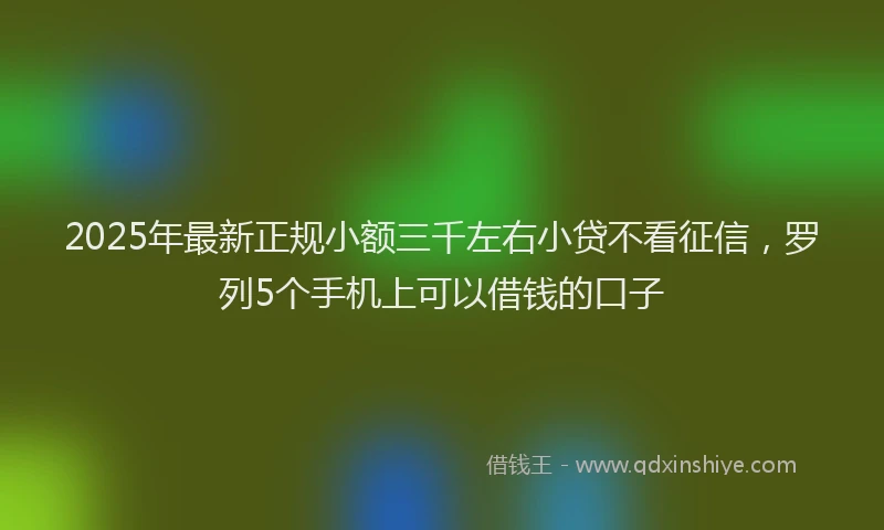 2025年最新正规小额三千左右小贷不看征信，罗列5个手机上可以借钱的口子
