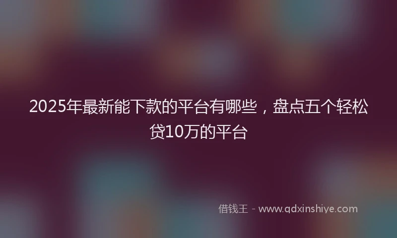 2025年最新能下款的平台有哪些，盘点五个轻松贷10万的平台