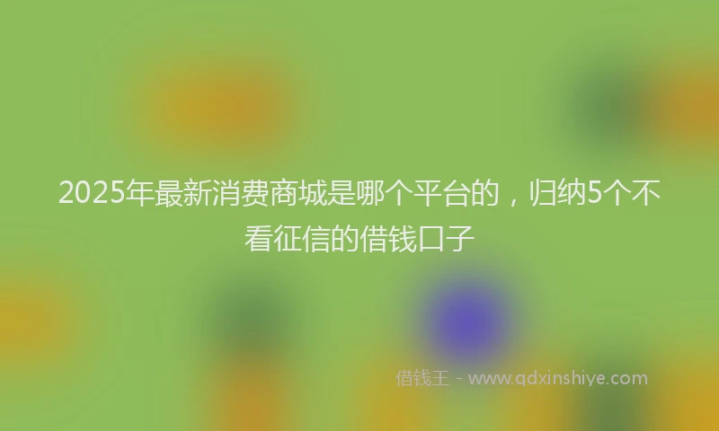 2025年最新消费商城是哪个平台的，归纳5个不看征信的借钱口子