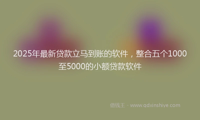 2025年最新贷款立马到账的软件，整合五个1000至5000的小额贷款软件