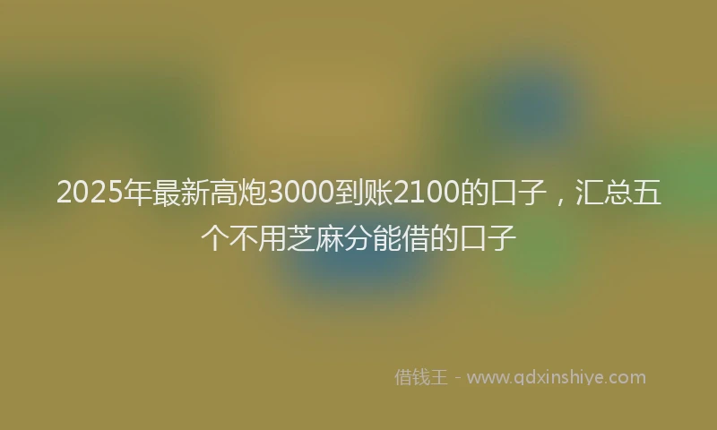 2025年最新高炮3000到账2100的口子，汇总五个不用芝麻分能借的口子