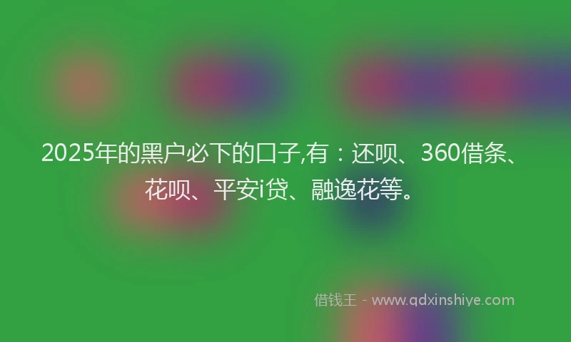 2025年的黑户必下的口子,有：还呗、360借条、花呗、平安i贷、融逸花等。