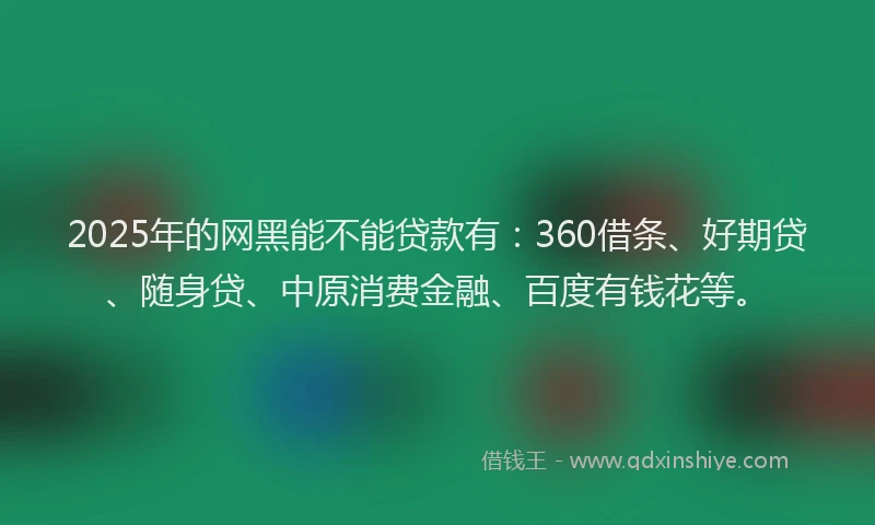 2025年的网黑能不能贷款有：360借条、好期贷、随身贷、中原消费金融、百度有钱花等。