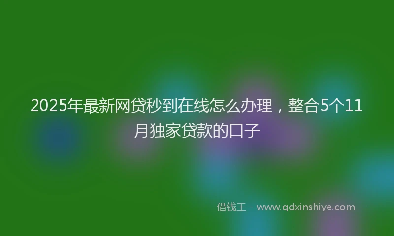 2025年最新网贷秒到在线怎么办理，整合5个11月独家贷款的口子
