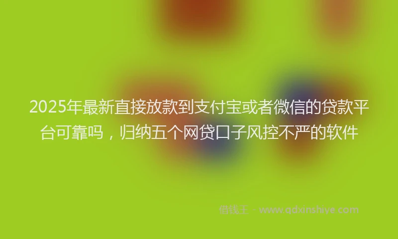 2025年最新直接放款到支付宝或者微信的贷款平台可靠吗，归纳五个网贷口子风控不严的软件