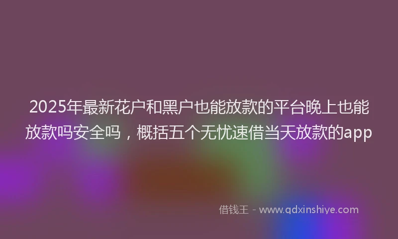 2025年最新花户和黑户也能放款的平台晚上也能放款吗安全吗，概括五个无忧速借当天放款的app
