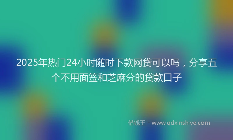 2025年热门24小时随时下款网贷可以吗，分享五个不用面签和芝麻分的贷款口子