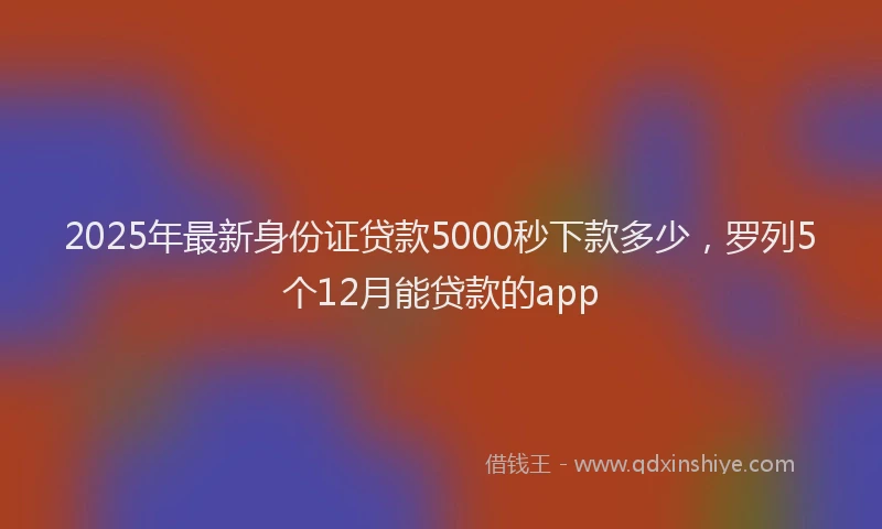 2025年最新身份证贷款5000秒下款多少，罗列5个12月能贷款的app