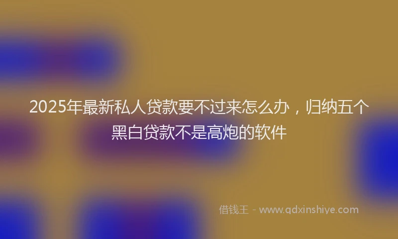 2025年最新私人贷款要不过来怎么办，归纳五个黑白贷款不是高炮的软件