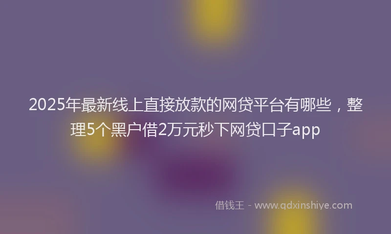 2025年最新线上直接放款的网贷平台有哪些，整理5个黑户借2万元秒下网贷口子app