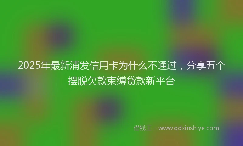 2025年最新浦发信用卡为什么不通过，分享五个摆脱欠款束缚贷款新平台