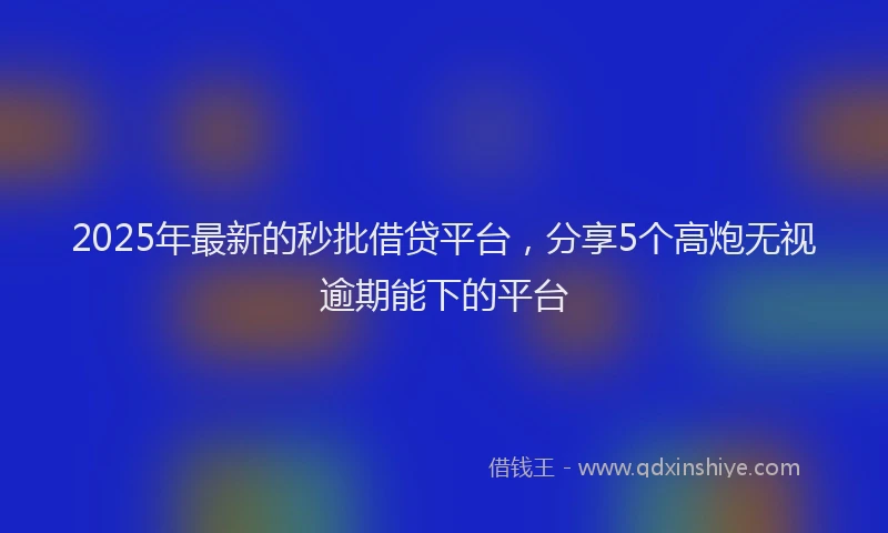 2025年最新的秒批借贷平台，分享5个高炮无视逾期能下的平台