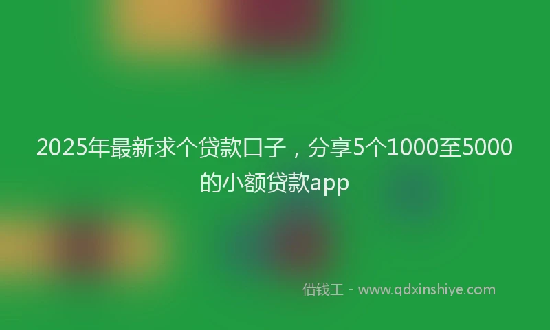 2025年最新求个贷款口子，分享5个1000至5000的小额贷款app