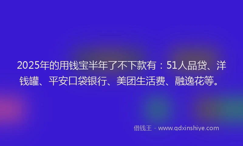 2025年的用钱宝半年了不下款有：51人品贷、洋钱罐、平安口袋银行、美团生活费、融逸花等。
