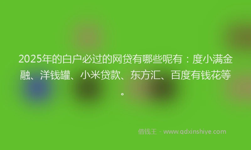 2025年的白户必过的网贷有哪些呢有：度小满金融、洋钱罐、小米贷款、东方汇、百度有钱花等。