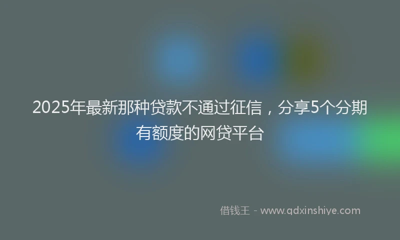 2025年最新那种贷款不通过征信，分享5个分期有额度的网贷平台