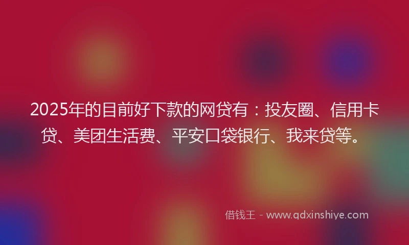 2025年的目前好下款的网贷有：投友圈、信用卡贷、美团生活费、平安口袋银行、我来贷等。