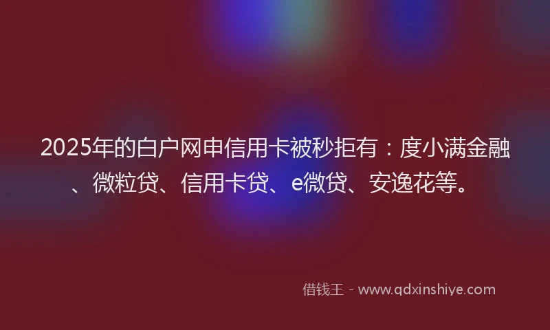 2025年的白户网申信用卡被秒拒有：度小满金融、微粒贷、信用卡贷、e微贷、安逸花等。