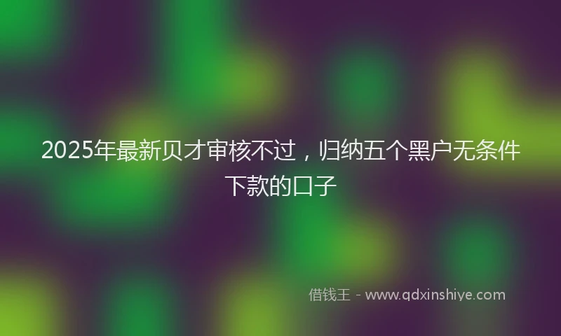 2025年最新贝才审核不过，归纳五个黑户无条件下款的口子
