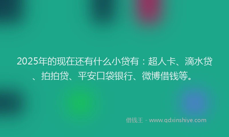 2025年的现在还有什么小贷有：超人卡、滴水贷、拍拍贷、平安口袋银行、微博借钱等。