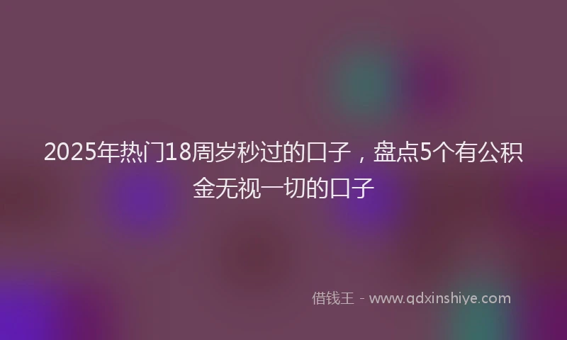 2025年热门18周岁秒过的口子，盘点5个有公积金无视一切的口子
