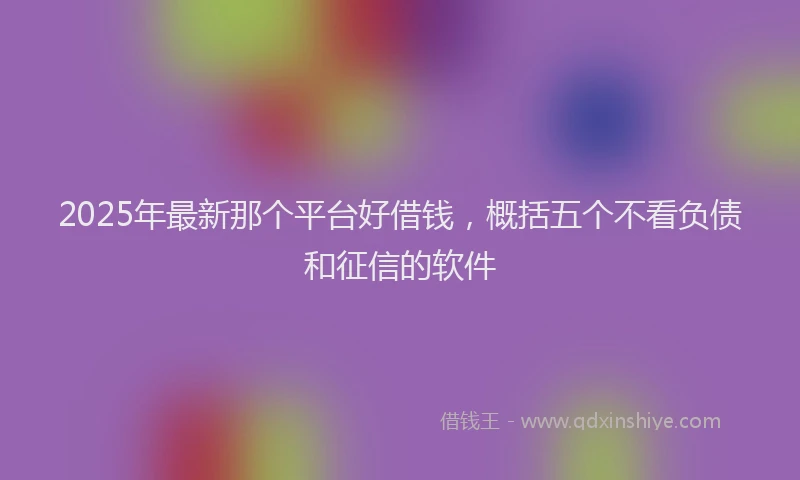 2025年最新那个平台好借钱，概括五个不看负债和征信的软件