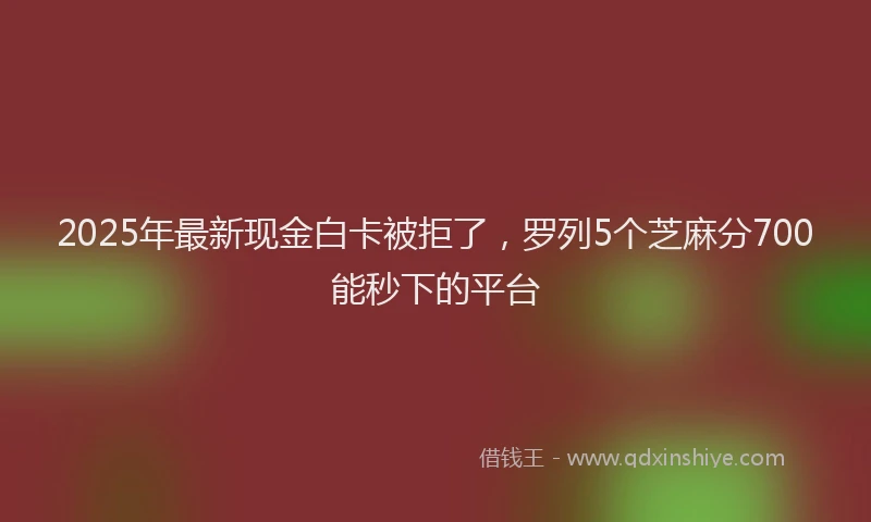 2025年最新现金白卡被拒了，罗列5个芝麻分700能秒下的平台