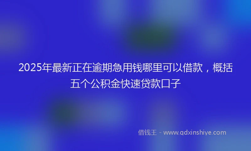 2025年最新正在逾期急用钱哪里可以借款，概括五个公积金快速贷款口子