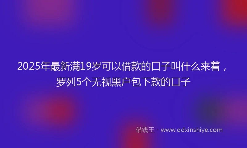 2025年最新满19岁可以借款的口子叫什么来着，罗列5个无视黑户包下款的口子