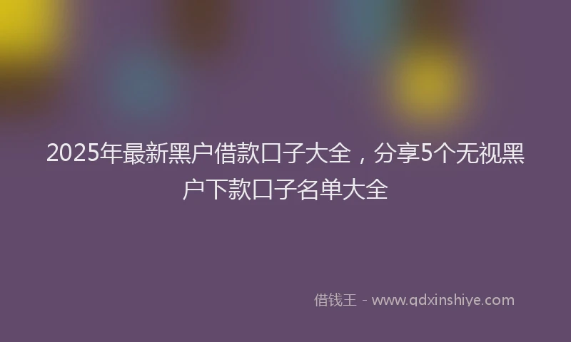 2025年最新黑户借款口子大全，分享5个无视黑户下款口子名单大全