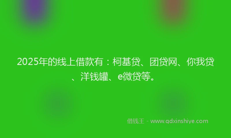 2025年的线上借款有：柯基贷、团贷网、你我贷、洋钱罐、e微贷等。