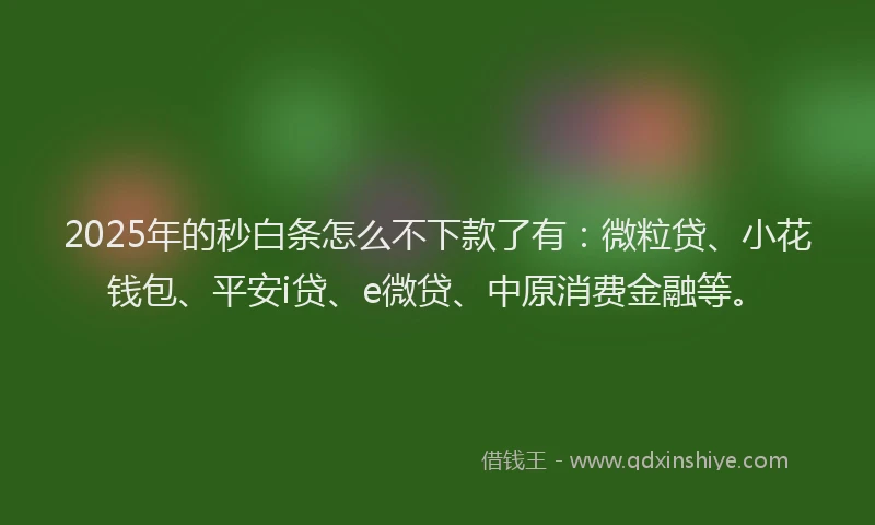 2025年的秒白条怎么不下款了有：微粒贷、小花钱包、平安i贷、e微贷、中原消费金融等。