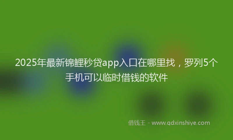 2025年最新锦鲤秒贷app入口在哪里找，罗列5个手机可以临时借钱的软件