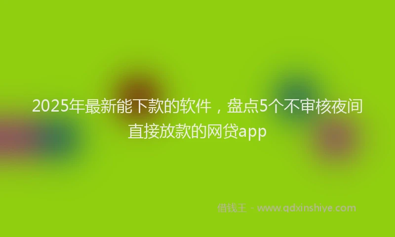 2025年最新能下款的软件，盘点5个不审核夜间直接放款的网贷app