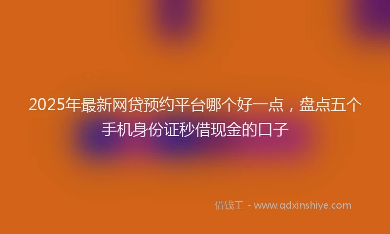 2025年最新网贷预约平台哪个好一点，盘点五个手机身份证秒借现金的口子