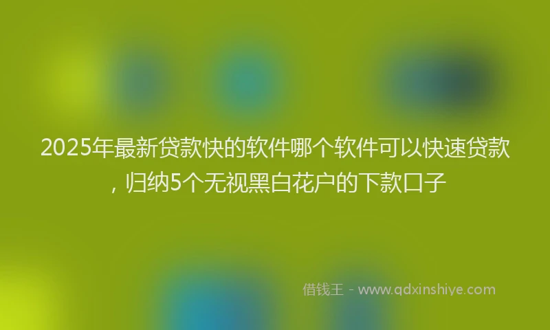 2025年最新贷款快的软件哪个软件可以快速贷款，归纳5个无视黑白花户的下款口子