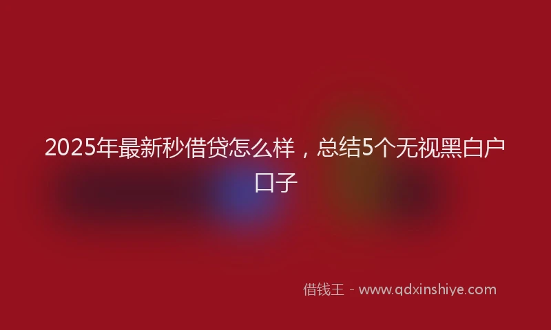 2025年最新秒借贷怎么样，总结5个无视黑白户口子