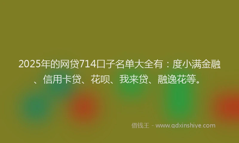 2025年的网贷714口子名单大全有：度小满金融、信用卡贷、花呗、我来贷、融逸花等。