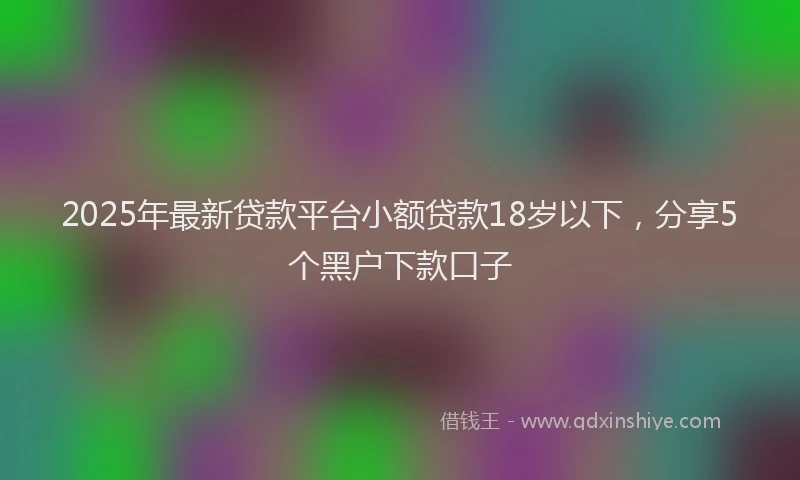 2025年最新贷款平台小额贷款18岁以下，分享5个黑户下款口子