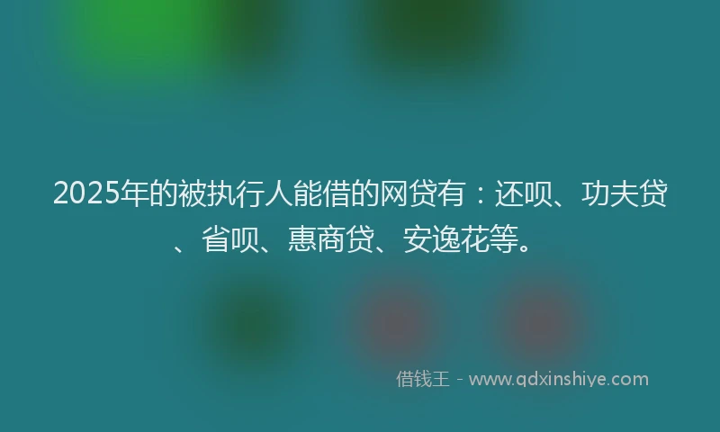 2025年的被执行人能借的网贷有：还呗、功夫贷、省呗、惠商贷、安逸花等。