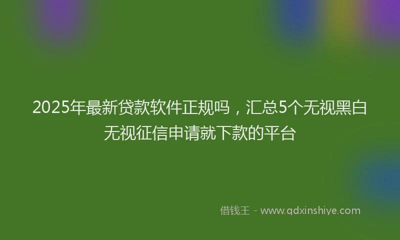 2025年最新贷款软件正规吗，汇总5个无视黑白无视征信申请就下款的平台