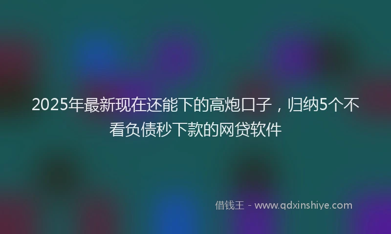 2025年最新现在还能下的高炮口子，归纳5个不看负债秒下款的网贷软件