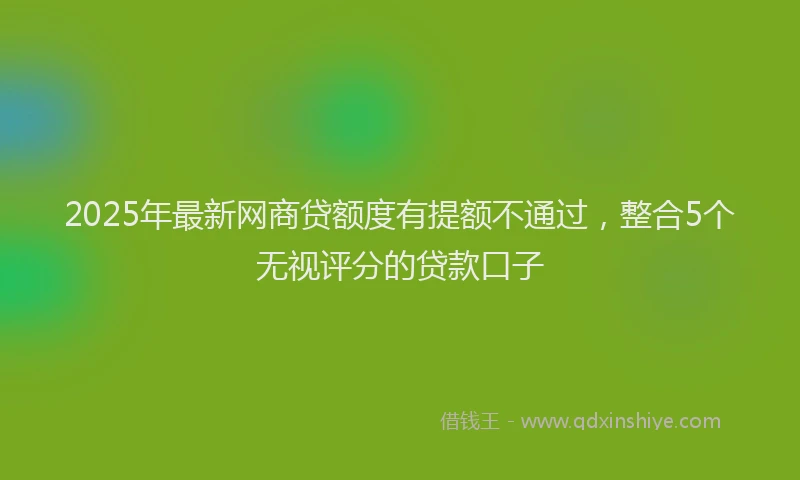2025年最新网商贷额度有提额不通过，整合5个无视评分的贷款口子
