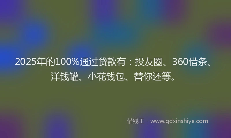 2025年的100%通过贷款有：投友圈、360借条、洋钱罐、小花钱包、替你还等。