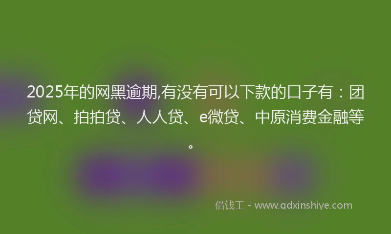 2025年的网黑逾期,有没有可以下款的口子有：团贷网、拍拍贷、人人贷、e微贷、中原消费金融等。