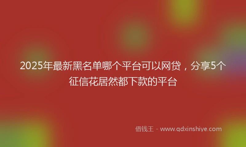 2025年最新黑名单哪个平台可以网贷，分享5个征信花居然都下款的平台