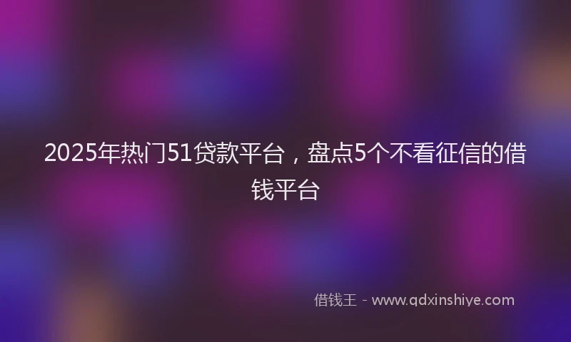 2025年热门51贷款平台，盘点5个不看征信的借钱平台